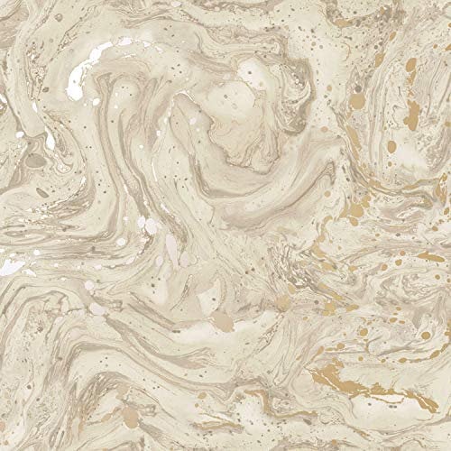 Holden Decor Minerals Azurite Grey marble extra shiny Sparkle Luxury Wallpaper, Easy to Hang (Cream)