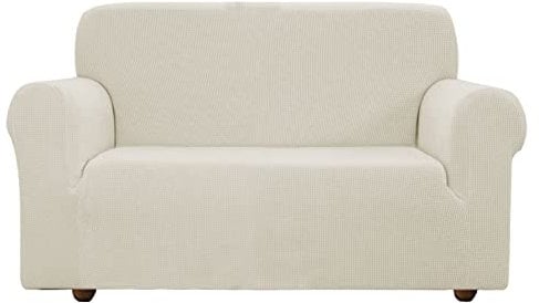 EBETA E Elastisch Sofa Überwürfe Sofabezug, Stretch Sofahusse Sofa Abdeckung Hussen für Sofa, Couch, Sessel 2 Sitzer (Cremefarbe, 145-185 cm)