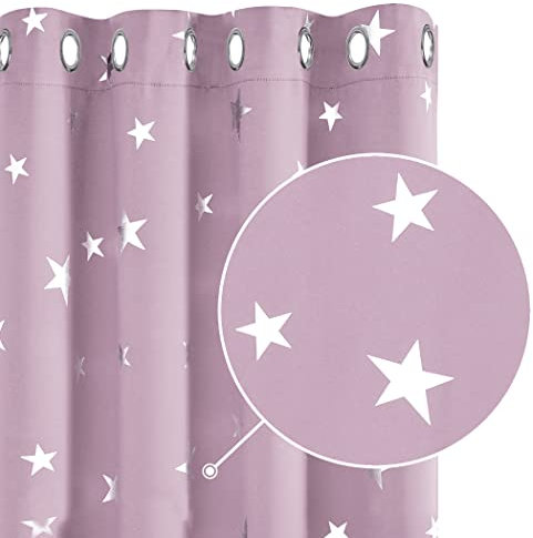 Deconovo Thermo Vorhänge für Wohnzimmer Dicke Thermogardinen warm Blickdichte gardinen mit Ösen Vorhänge Fenster Lärmschutz, 260x140 cm(HöhexBreite), Hellpink, 2er Set