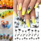 3 pcs Style D'été Arbres De Noix De Coco Plage Chaussures Nail Water Stickers Transfert Autocollants Plume Noire Feuilles Nail Art Autocollants Tatouage Decal