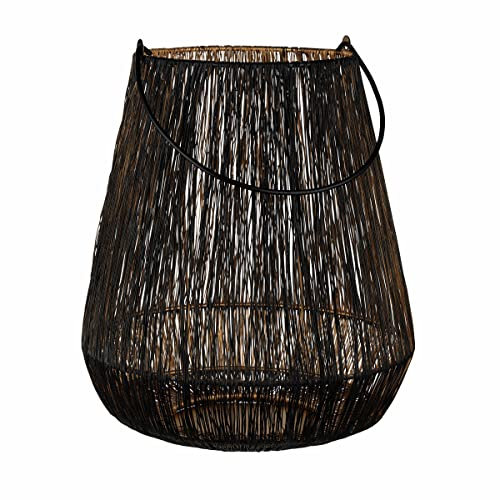 BUTLERS Yoko Laterne Ø 28 cm in Schwarz-Gold - Asiatisches Windlicht aus Metall in Korb-Form - Kerzenlaterne aus Eisen