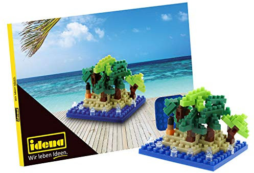 Idena 40144 - Postkarte Happy Holiday mit einem 3D Modellbauset mit 95 Original Brixies Minibausteinen, Schwierigkeitsgrad 1, Grußkarte oder Mitbringsel für Kinder und Erwachsene