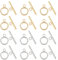 PandaHall 12 Sets 304 Edelstahl Runde Ring Knebelverschlüsse 2 Farben Steckverbinder Endverschlüsse mit T-Verbindungsstücken Metallverschluss für Armband Halskette Schmuck DIY Handwerk Machen