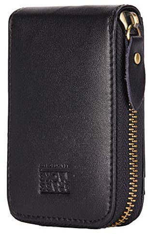 Porte Cartes de Crédit et Poche à Monnaie Noir Blocage RFID avec Fermeture Eclair Portefeuille Homme et Femme Fait à la Main en Cuir Sacoche pas cher pour Cadeau Noël, Fête, Anniversaire