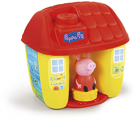 Clementoni - 17346 - Soft Clemmy Eimer Peppa Wutz Kindheitsspiel Made in Italy Weiche Bausteine - Spielzeug für Kinder 18-36 Monate, Mehrfarbig