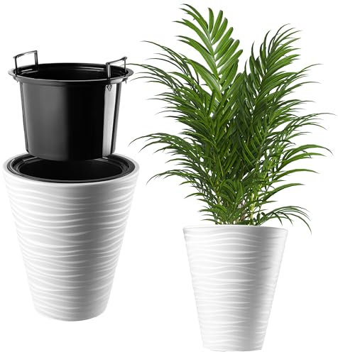 KADAX Pot de Fleurs Haut pour Intérieur et Extérieur, Jardinière avec Grande Taille et Conception Résistante aux Intempéries, Grand Bac à Fleur (Blanc, 30 cm)