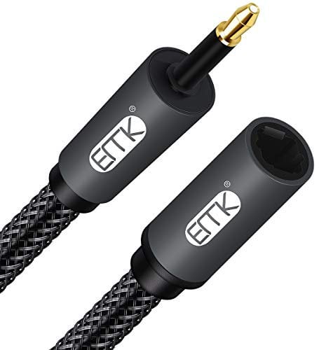 EMK - 1M Mini Cable de extensión de cable óptico de audio Toslink hembra a macho, compatible con Sound Bar, Smart TV, Home Theater