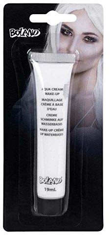 Boland 45170 - Aqua Crème Make-Up Weiß, Inhalt 19 ml, in Tube, Schminke auf Wasserbasis, Mottoparty, Karneval, Halloween