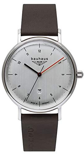Bauhaus Herrenuhr Quarz mit Datum mit Lederarmband 2140
