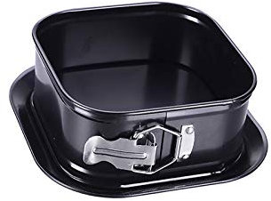 Moule à gâteau carré avec boucle, fond amovible, pour tarte, quiche, cheesecake (17,5 x 21 x 8 cm)