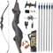 wolfman 60 Zoll Takedown Recurvebogen Set Erwachsene 25-65 Lbs BogenschießEn Jagdbogen Pfeil Und Bogen Set Erwachsene Sportbogen Recurve Bogen Set linkshändig Rechtshändig (Grau Set, Links 40Lbs)