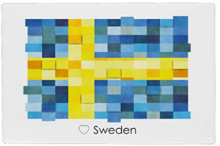 artboxONE Metall-Poster 20x30 cm Reise Sweden Flag von Künstler GREENGREENDREAMS