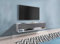 DecoInParis Meuble TV Suspendu 2 Portes 2 niches Blanc et Gris Romane XL - 140 cm