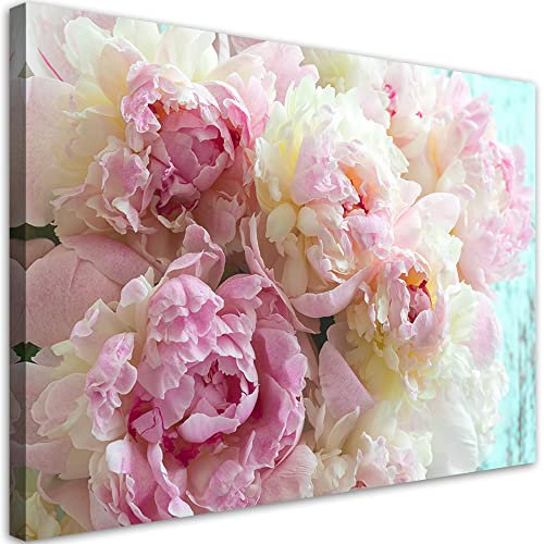 Feeby Impression sur toile 120x80 cm Nature Fleurs Pivoine 1 pièce Tableaux Tableau Mural Image Photo Décoration Murale Artistique Photographie Design Salon Pétales Plantes rose