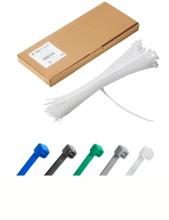 Kabelbinder 100 Stück Weiß, 300 mm x 4,8 mm, UV-Beständige Mehrzweck-Kabelbinder für den Einsatz im Außen- und Innenbereich, Kabelmanagement für Haus, Büro, Garten, Garage, Werkstatt, Zäune