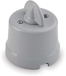 Amarcords - Interruttore in porcellana rotativo. Deviatore vintage in ceramica stile retrò con manopola per la commutazione della corrente colore GRIGIO
