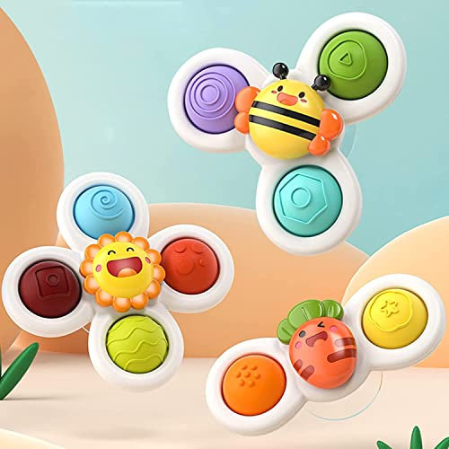 LEADSTAR Suction Cup Fidget Rotating Sensory Bath Toys for Baby 1+ Years Old Airplane Car Travel Table & Window Toys for 1 2 3 Years Old Toddler Boys and Girls