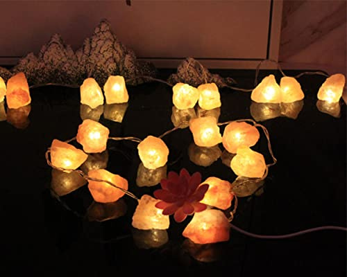 Fantasee Himalayan Salt String Light, Natural Hand Carved Salt Crystal Light Release Negative Ions for Bedroom, Living Room, Office, Home Deco, Yoga, Night Light, Gift (11.5ft 20led) (6.6ft 10led)
