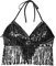 SamHeng Bauchtanz Crop Top, Damen Pailletten Perlen Haltertop für Bauchtanz, Latin Dance, Party Club Kostüm