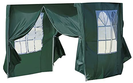LEMROE Pavillon Seitenteile 2x2m wasserabweisend 210D Ersatz-Seitenwand mit Reißverschlüssen und transparenten Fenstern für Gartenpavillons (Grün)
