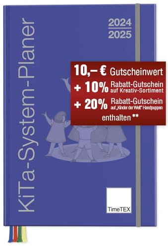 TimeTex KiTa-System-Planer A4 Kalender für Erzieherinnen und Erzieher - Kita-Jahr 2024-2025 - Erzieherinnen-Kalender - gebunden - Timetex 10548