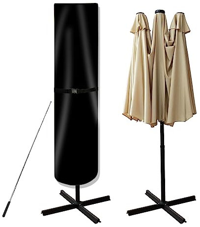 Parasol Cover, 420D Waterproof Outdoor Patio Umbrella Cover for 7-9ft/2.1-2.7m Market Umbrella, Black 230cm H/37cm(top)/37cm(bottom)