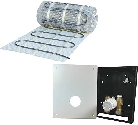 Dünnbett Warmwasser Fußbodenheizung HoWaTech Komplett Set 2,5-10m² selbstklebende Einrohr Heizmatte und RTL Regelbox, Heizfläche:5.00m²