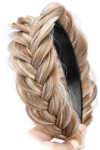 BOBIYA Breites geflochtenes Stirnband mit Zähnen für Frauen geflochtenes Haar Stirnband mit Zähnen (Sandy Blonde)