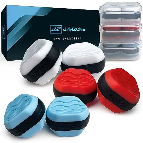 JawZone PREMIUM Jaw Exerciser | Exercise your Jawline- Pack of 3- Three levels of resistance | Strengthen, Chisel and tone your jaw | NEW tough bite design- Facial fitness | UK BRAND