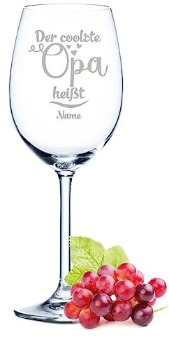 Leonardo Weinglas mit Gravur - Der coolste Opa heißt - Personalisiert mit Namen - Geschenke für Opa zum Geburtstag oder Vatertag - Für den coolsten Großvater - Farbe Daily