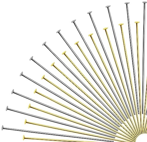 TOAOB 50mm 200 Stück Nietstifte Kettelstifte Prismenstifte Gold Silber Edelstahl für DIY Schmuckherstellung