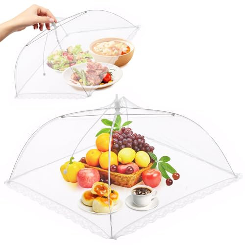 Fliegenhaube, 2PCS Faltbare Abdeckhaube für Essen, Fliegenschirm Lebensmittel Abdeckung, Perfekter Obstkorb mit Fliegenschutz für Speiseschirm Lebensmittelmaske Drosophila Netz Fliegenmaske Obstnetz