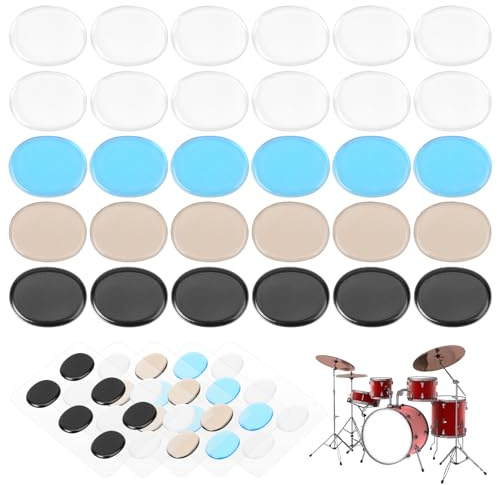 30 Stück Trommeldämpfer Gels Drum Schalldämpfer Pads Soft Drum Dampeners Drum Dots für Drums Becken Steuerung, Drum Dämpfer Gel Pads Drum Schalldämpfer Drum Zubehör und Teile