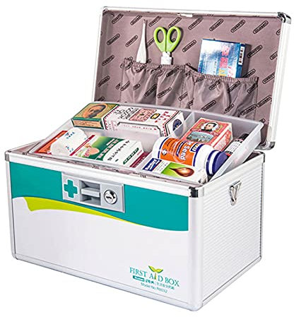 Leggero e conveniente Essenziale per la casa e Kit di Pronto Soccorso a 2 Strati Custodia per armadietto Kit di Emergenza Medica Portatile in Alluminio Kit di Sopravvivenza in Caso di terremoto C