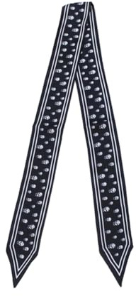 JERLA Schal aus 100% Maulbeerseide, Schal, Kopfhaarband, Handtasche, Griff, Krawatte, Schal, Halstuch für Damen, Schwarzer Totenkopf, 47.24X 2.17