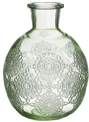NaDeco Kugelvase Bologna in 12 cm und 17 cm und 6 Farben wählbar | Kugelflasche | Glas Flaschen | kleine Deko Vasen | kleine Deko Flaschen | Tischdeko Vasen, Farbe:Hellgrün, Größe:h.17 cm Ø 12.5 cm