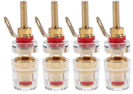 4 morsetti per altoparlanti, terminali di saldatura in rame, amplificatore per amplificatori, connettori terminali per altoparlanti (rosso)