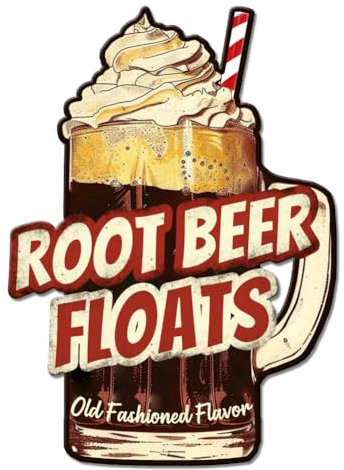 GLOBLELAND Root Beer Floats Unregelmäßig Retro Blechschild Eiscreme Beer Lustige Schilder Mit Sprüchen Vintage Metallschild Für Sommer Bars Restaurants Eisdielen Eiswagen Restaurants
