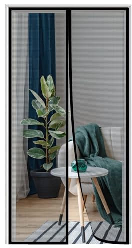 moustiquaire porte camping car,Rideau de Porte Moustiquaire Fermeture Automatique Moustiquaire Facile à Installer Pour Porte Patio Couloirs,100x180cm-noir