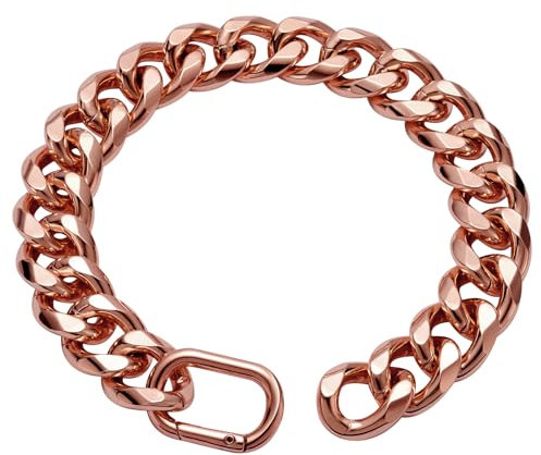 WOOFUU 19MM Thick Cuban Link Dog Collar,Rose Gold Dog Chain Collar for Small Dogs - 22 Inches Length Dog Necklace Collar