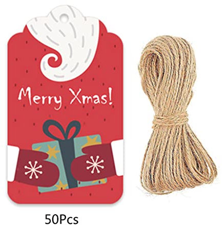 Frohe Weihnachtsanhänger, 50 Stück/Packung für Geschenkpapier, Karten, Etiketten, personalisierte Weihnachts-Geschenkanhänger