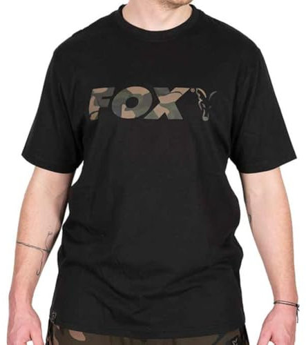 Fox Black/Camo Logo T-Shirt - Angelshirt, Größe:M