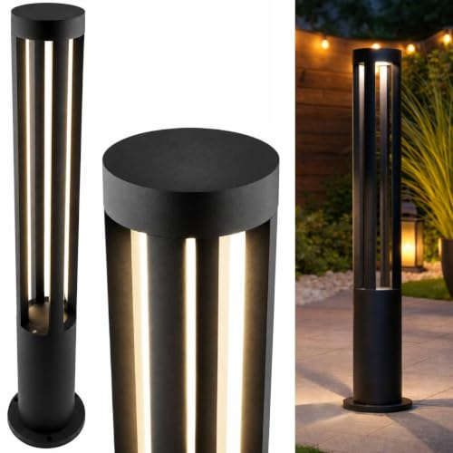 Lumiled® LED Wegeleuchte Außen 80cm 12W IP65 4000K Schwarz Pollerleuchte | Neutralweiß, Aluminium, Außenstehleuchte, Wegelampe, Wetterfest, 720lm, Außenbeleuchtung für Garten, Wege und Einfahrt