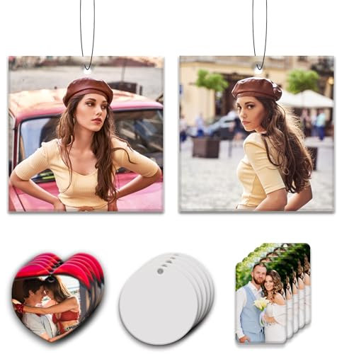 5 Stück Personalisierter Duftbaum für Auto - Selbst Gestalten, Lufterfrischer für Spiegel, Geschenke (Quadrat)