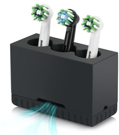 toprance Zahnbürstenkopf Halter 3er Aufsteckbürsten Halter Schwarz, Lebensmittelgerechtes Silikon Halter Zahnbürstenköpfe, Freistehend Elektrische Zahnbürsten Kopf Behälter