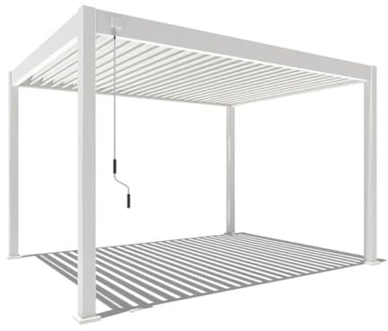 Weide Deluxe | Voll-Alu Pavillon | 3 x 4 M | Lamellendach weiß | Pergola freistehend