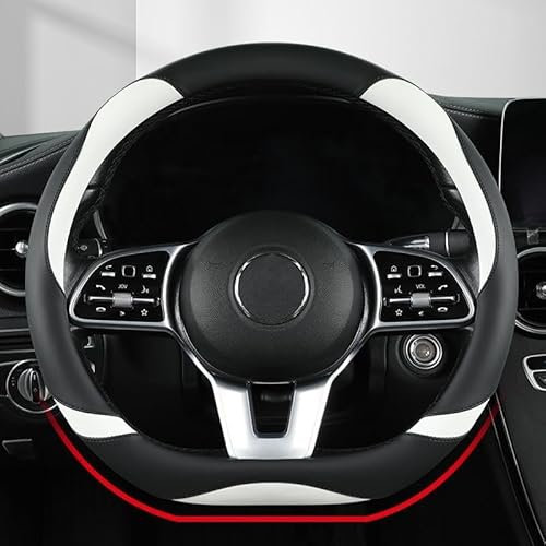 Ventoluxl Auto Lenkradhüllen für Opel Corsa F, Lenkradbezug Rutschfester Auto Lenkradschutz Anti-rutsch Atmungsaktives Lenkradbezug (Black, D Shape, 37 cm)