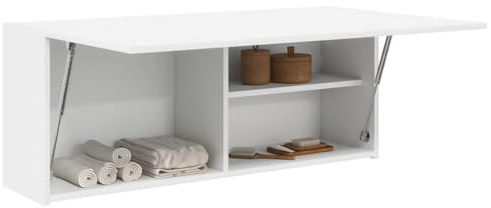 Homgoday - Armadietto da bagno a parete, per bagno, sospeso, armadio a muro, pensile, armadietto medico, armadietto da bagno, montaggio a parete, mensola a muro, bianco, 100 x 25 x 40 cm, materiale in