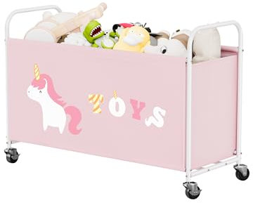 GRANNY SAYS Spielzeugkiste mit Rollen, Extra Groß Aufbewahrungsbox Kinder, Aufbewahrung Kinderzimmer Spielzeugbox, Kinderzimmer Aufbewahrung Box für Spielzeug, Spielzeugtruhe Kinderzimmer, Rosa