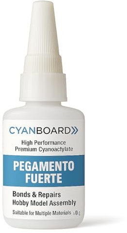 Cyanboard, pegamento fuerte para múltiples materiales 20 grs. Super pegamento para todo uso, glue, adhesivo fuerte para reparación y manualidades. Plásticos, cerámica, madera, goma, cuero.